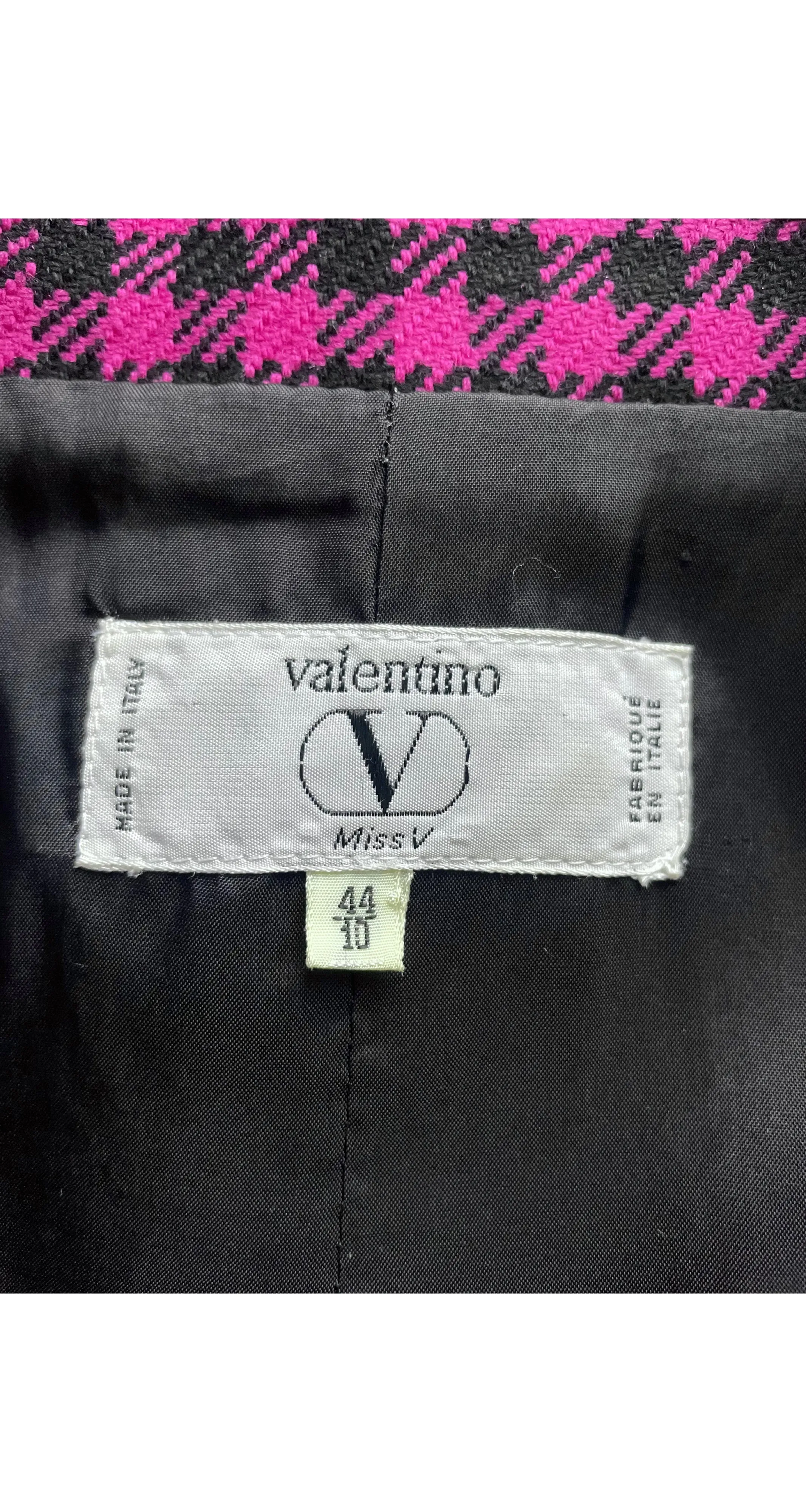 1980s Magenta & Black Plaid Wool Double-Breasted Coat