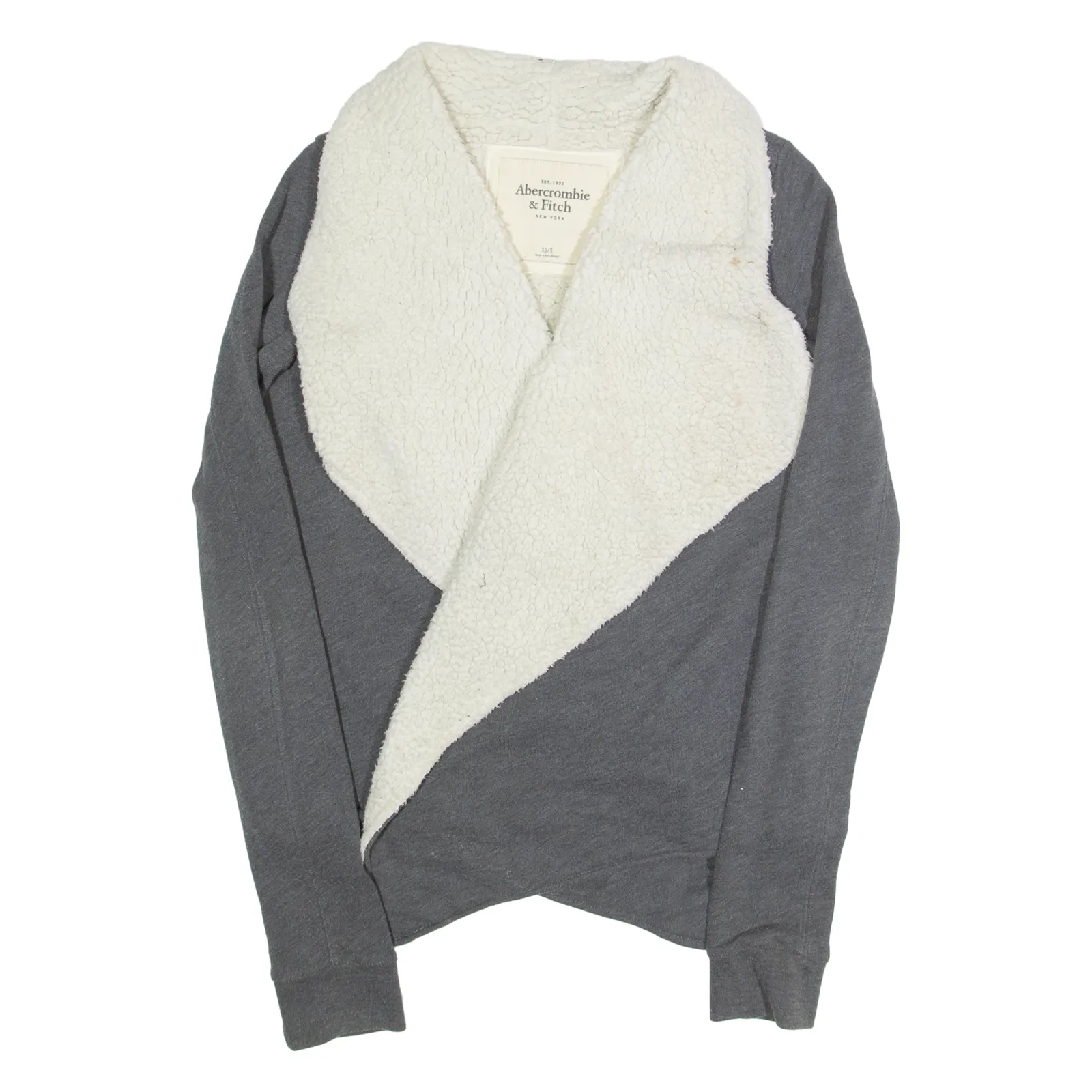 ABERCROMBIE & FITCH Sherpa Lined Womens Overcoat Jacket Grey S