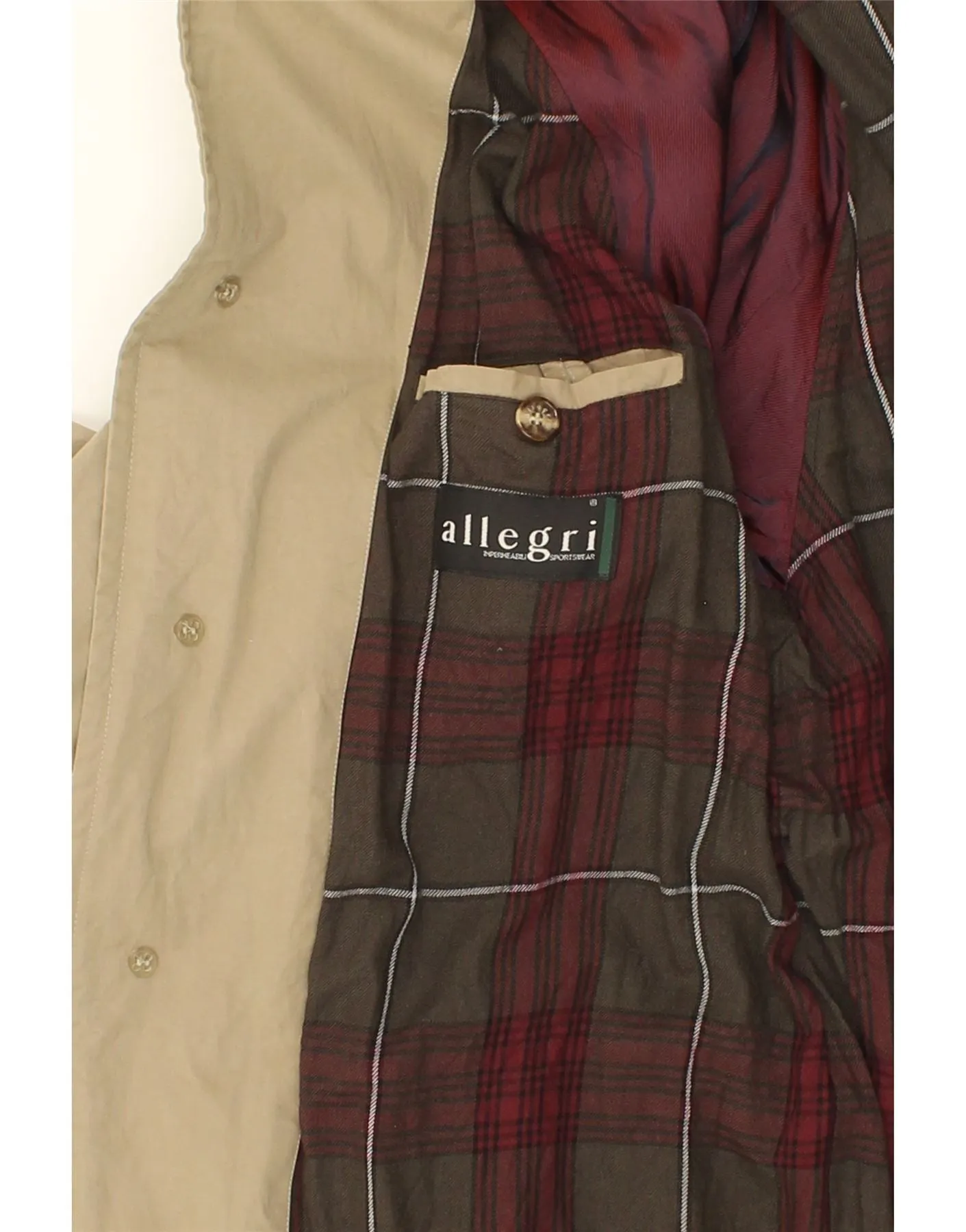 ALLEGRI Mens Overcoat IT 52 XL Beige Cotton