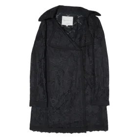 ANDREW GN Overcoat Jacket Black Floral Womens M