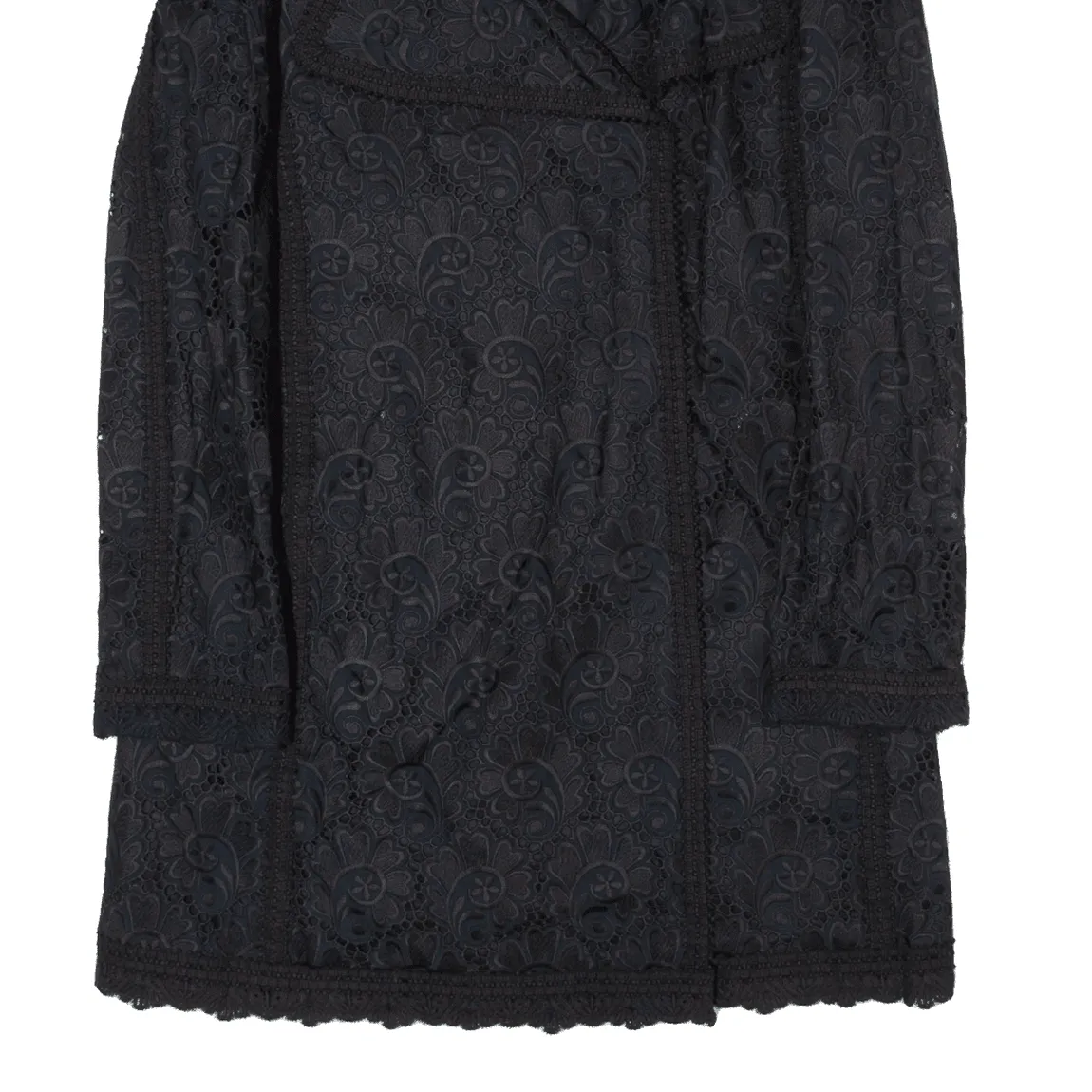 ANDREW GN Overcoat Jacket Black Floral Womens M