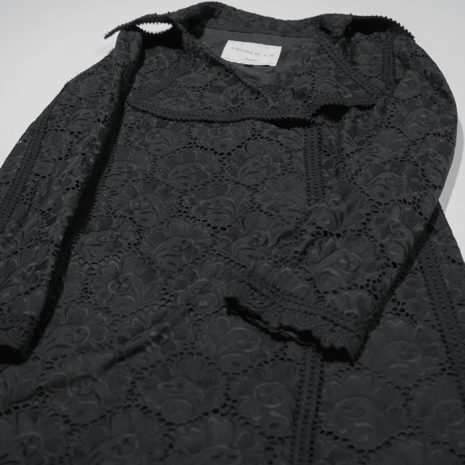 ANDREW GN Overcoat Jacket Black Floral Womens M