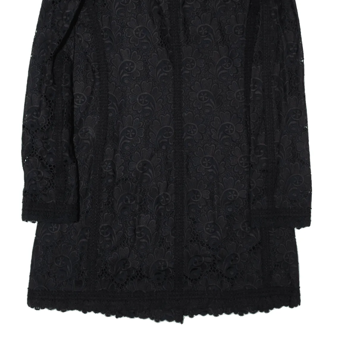 ANDREW GN Overcoat Jacket Black Floral Womens M