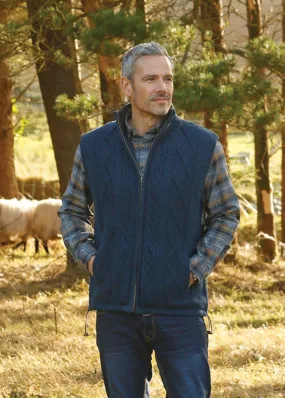 Aran Full Zip Fleece Gilet | Blue