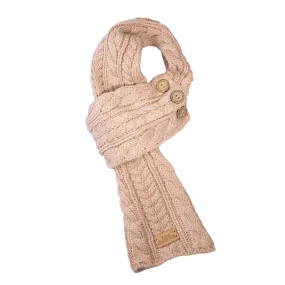 Aran Knit Style Button Scarf Blush
