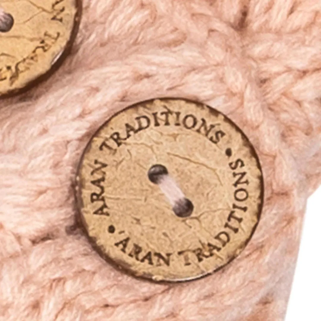 Aran Knit Style Button Scarf Blush