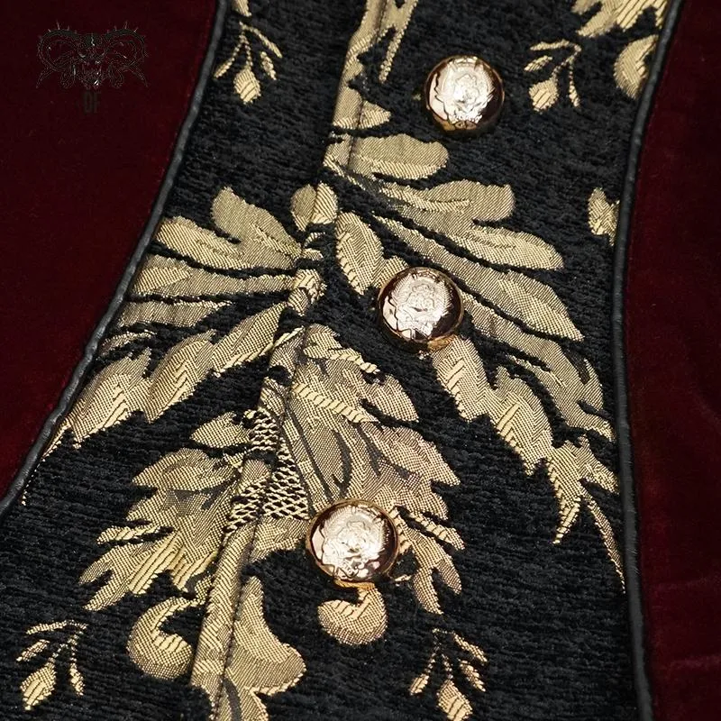 'Asmodeus' Gothic Fleece Overcoat with Gold Embroidery
