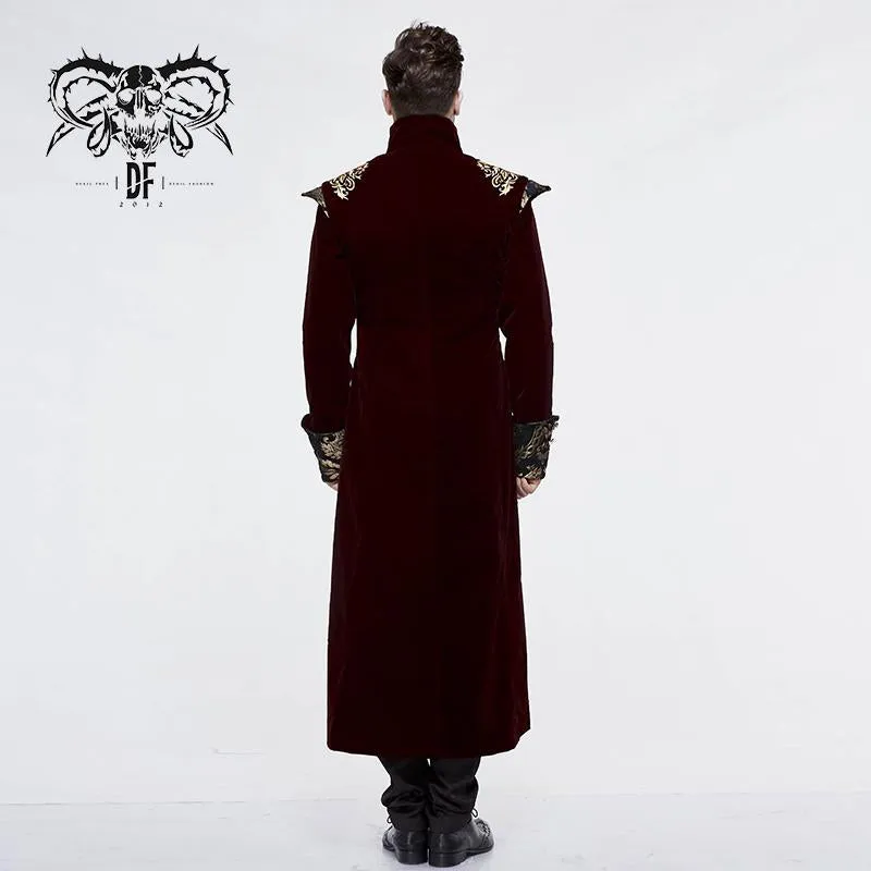 'Asmodeus' Gothic Fleece Overcoat with Gold Embroidery