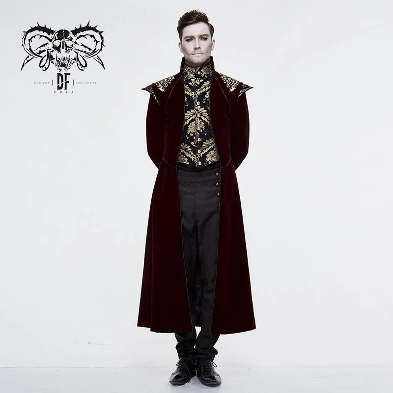 'Asmodeus' Gothic Fleece Overcoat with Gold Embroidery