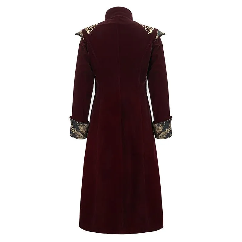 'Asmodeus' Gothic Fleece Overcoat with Gold Embroidery