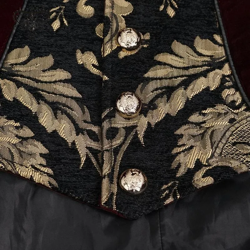 'Asmodeus' Gothic Fleece Overcoat with Gold Embroidery