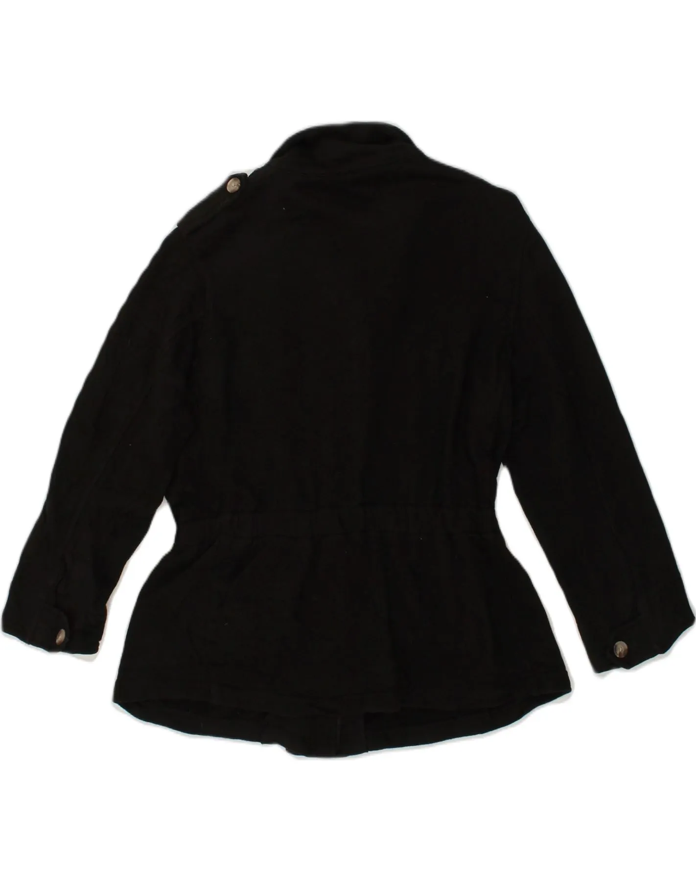 BANANA REPUBLIC Womens 3/4 Sleeve Overcoat UK 14 Medium Black Cotton