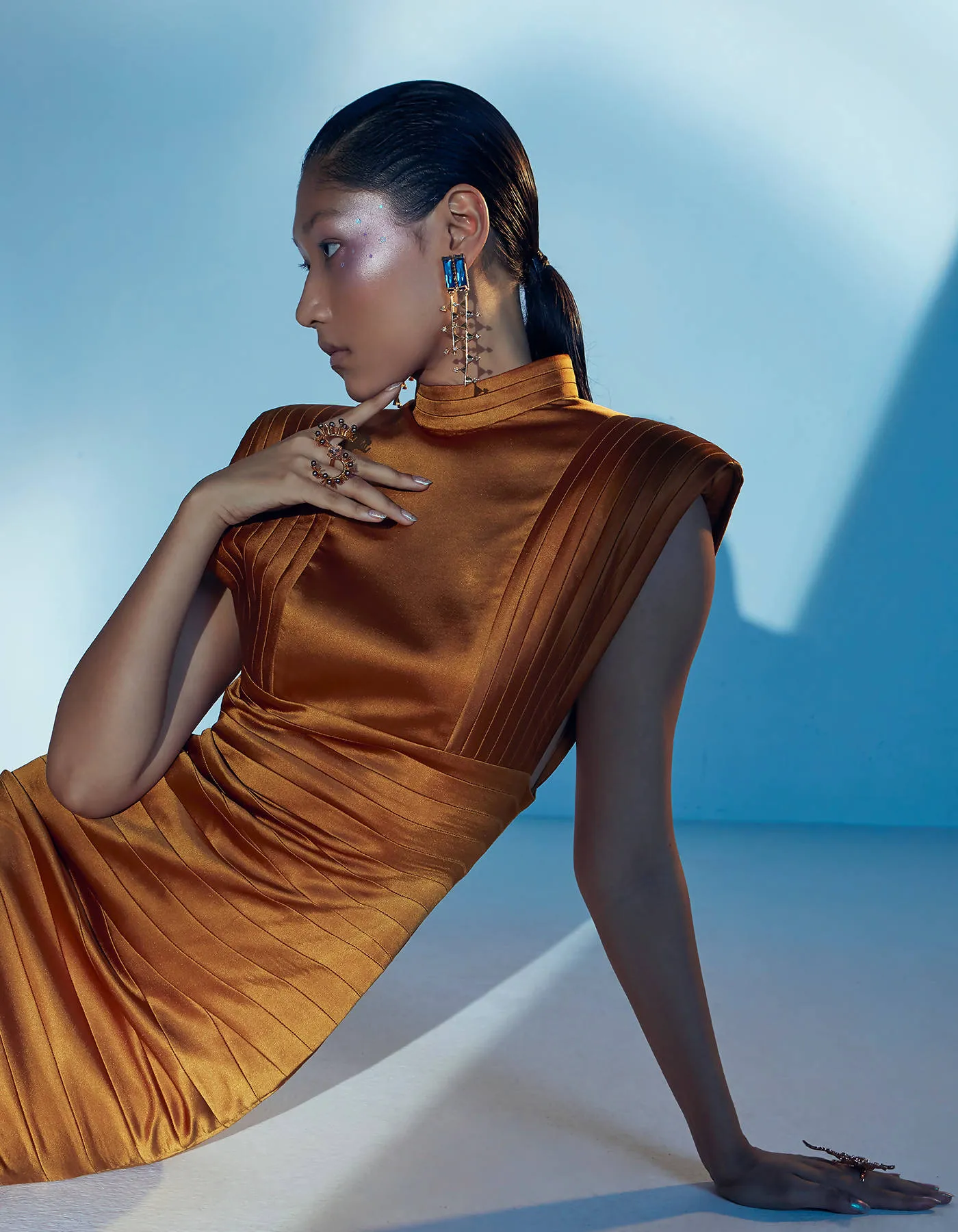 Bandage Satin Dress in Rustic Gold