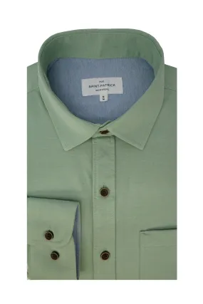 Beaumont Knitted Pique Shirt in Sage Green