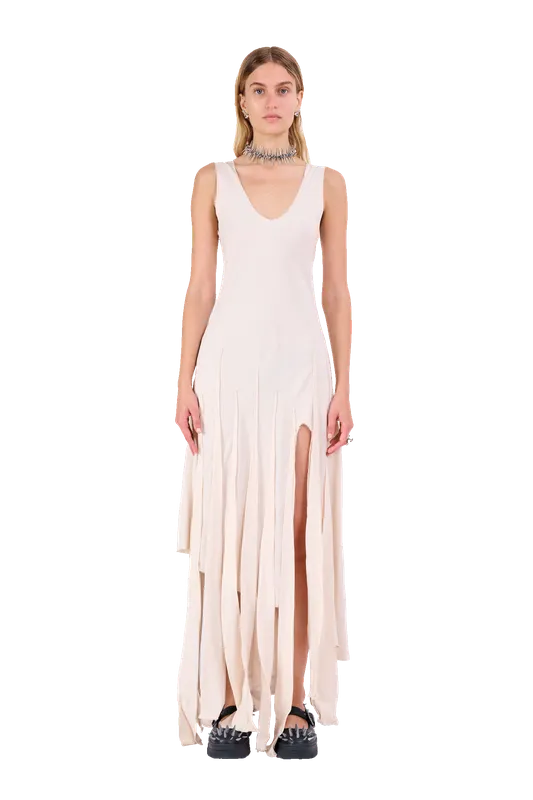 BEIGE DRIZZLE DRESS