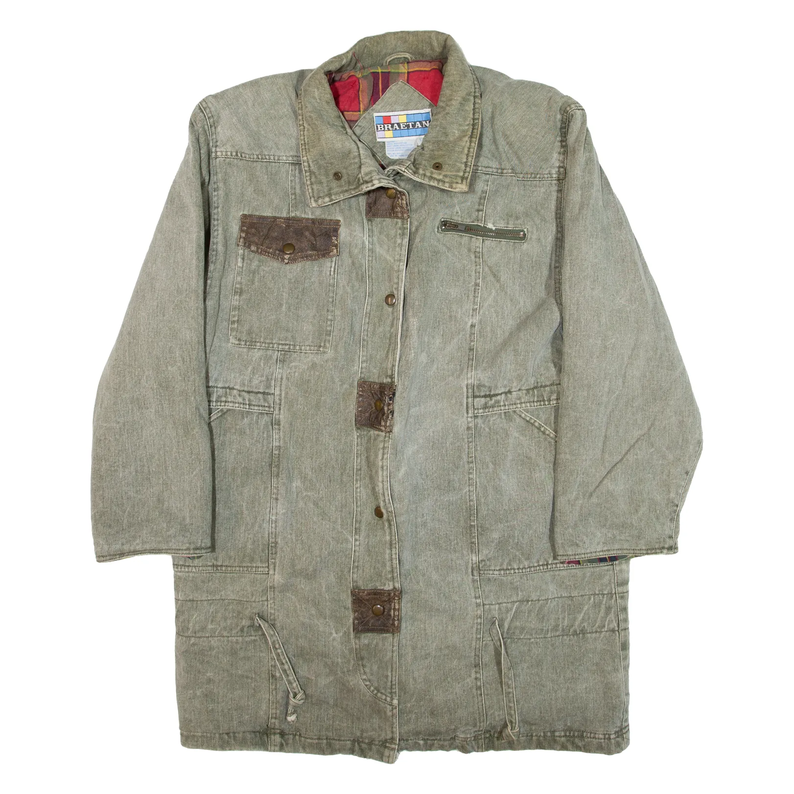 BRAETAN Blanket LIned Overcoat Coat Green Womens L