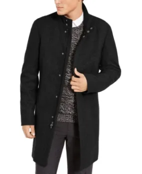 Calvin Klein Mens Overcoat Coat 38S Black Solid