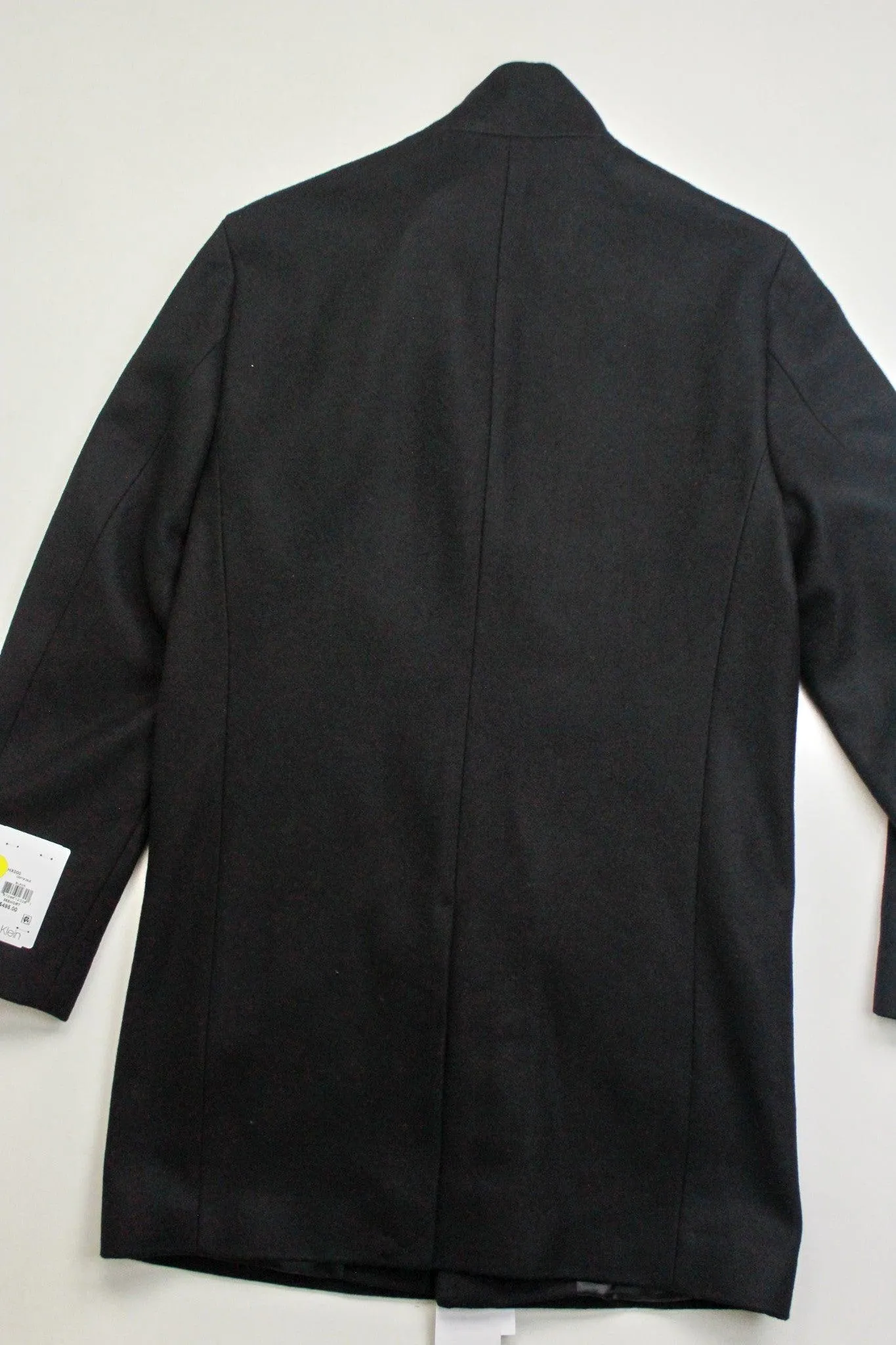 Calvin Klein Mens Overcoat Coat 38S Black Solid