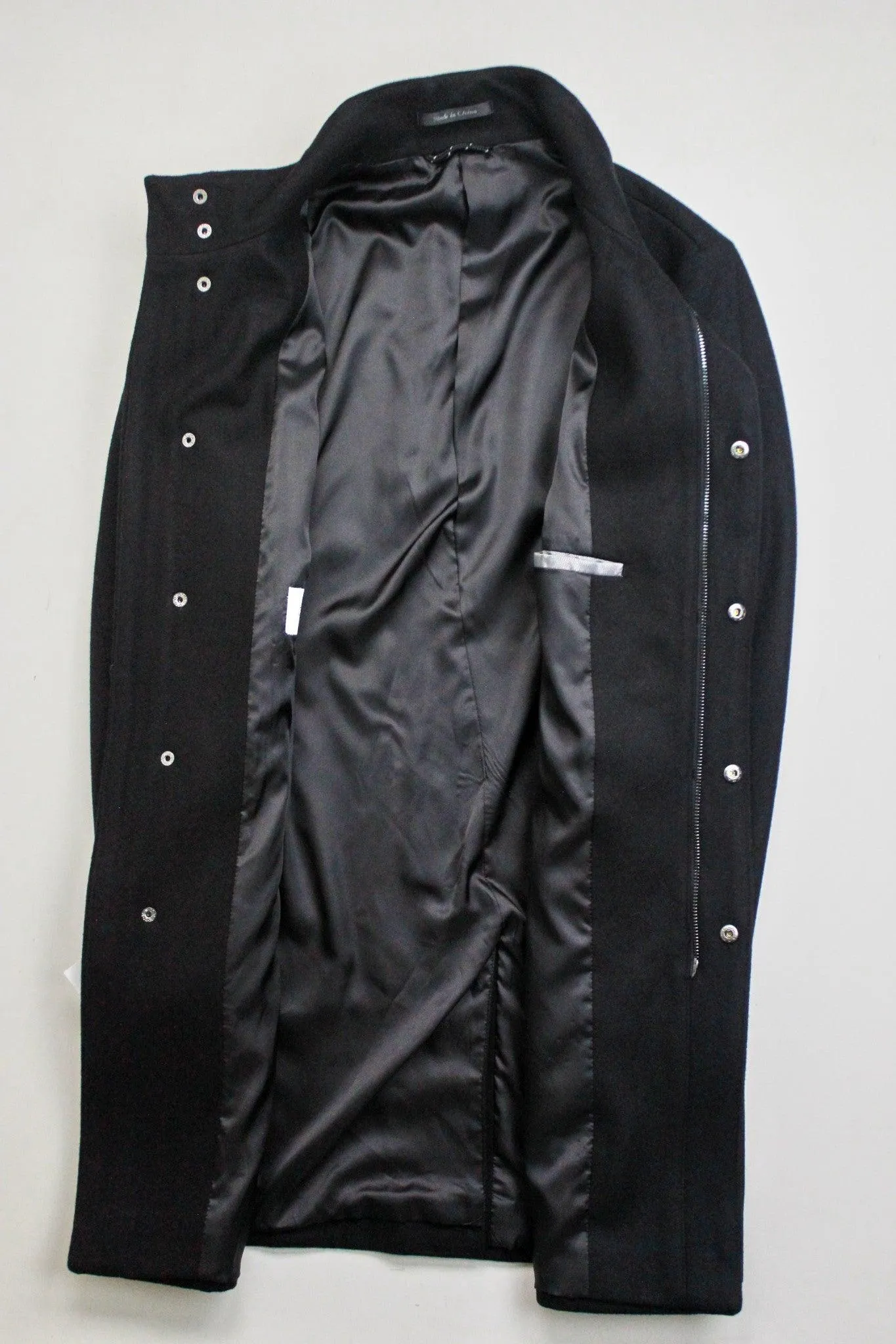 Calvin Klein Mens Overcoat Coat 38S Black Solid