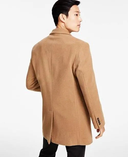 Calvin Klein Mens Slim fit Overcoat Coat 38 S Brown Solid