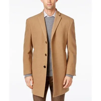 Calvin Klein Mens Slim fit Overcoat Coat 44 R Beige Solid