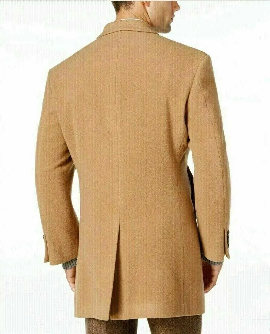 Calvin Klein Mens Slim fit Overcoat Coat 44 R Beige Solid
