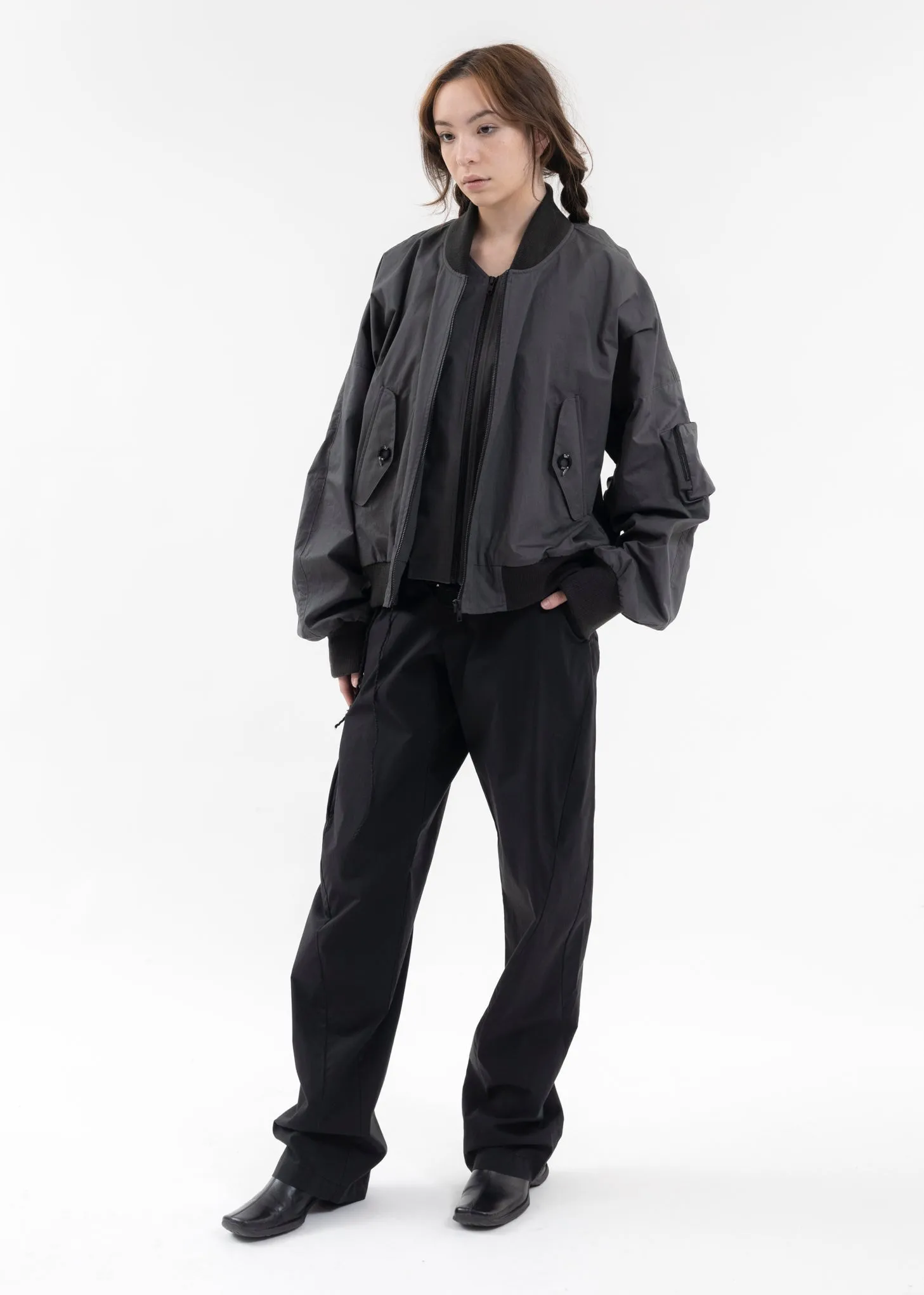 CHARCOAL COTTON BOMBER