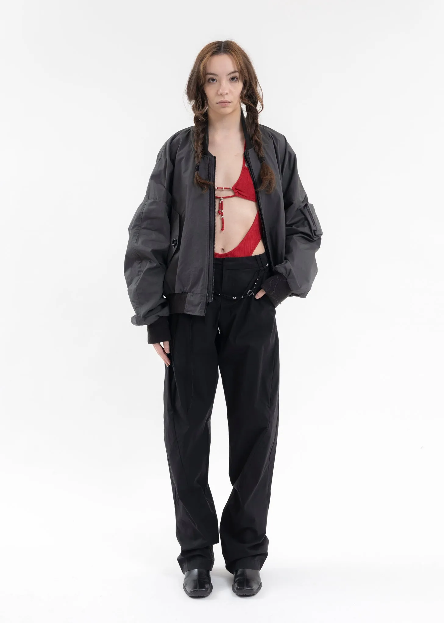 CHARCOAL COTTON BOMBER