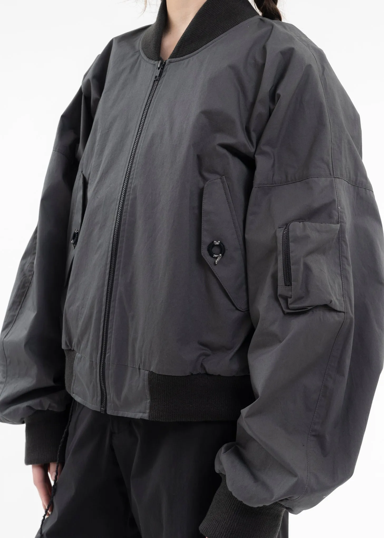 CHARCOAL COTTON BOMBER