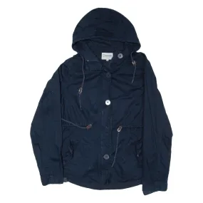 CHICOREE Womens Overcoat Jacket Blue Hooded M