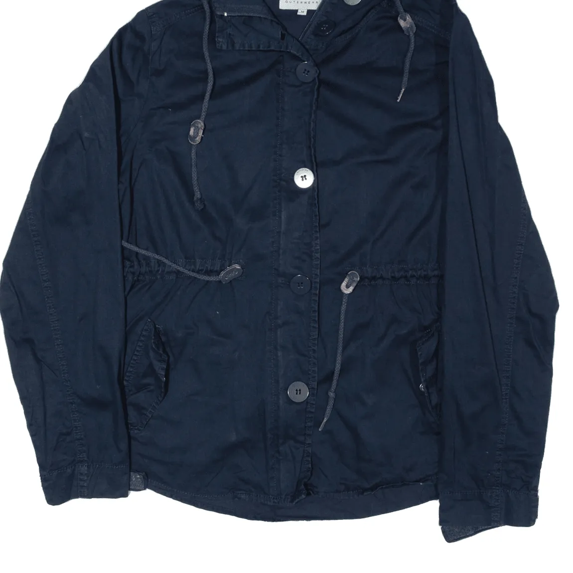CHICOREE Womens Overcoat Jacket Blue Hooded M