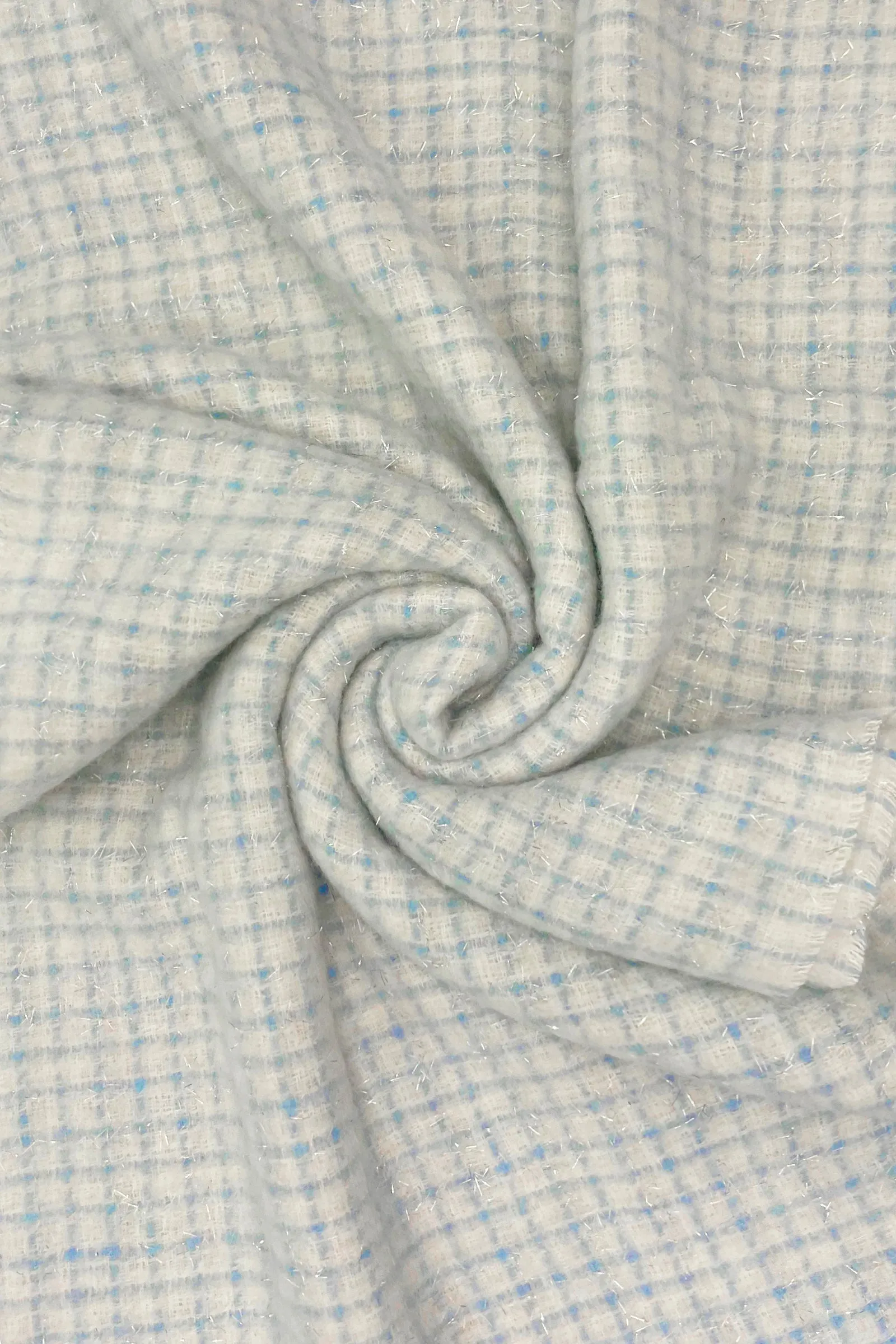 Cosy Metallic Thread Check Frayed Scarf