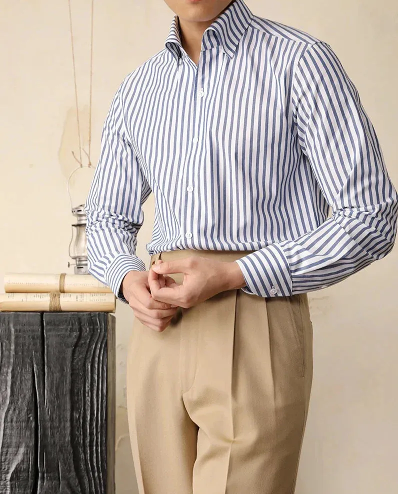 Cotton striped italian office shirt
