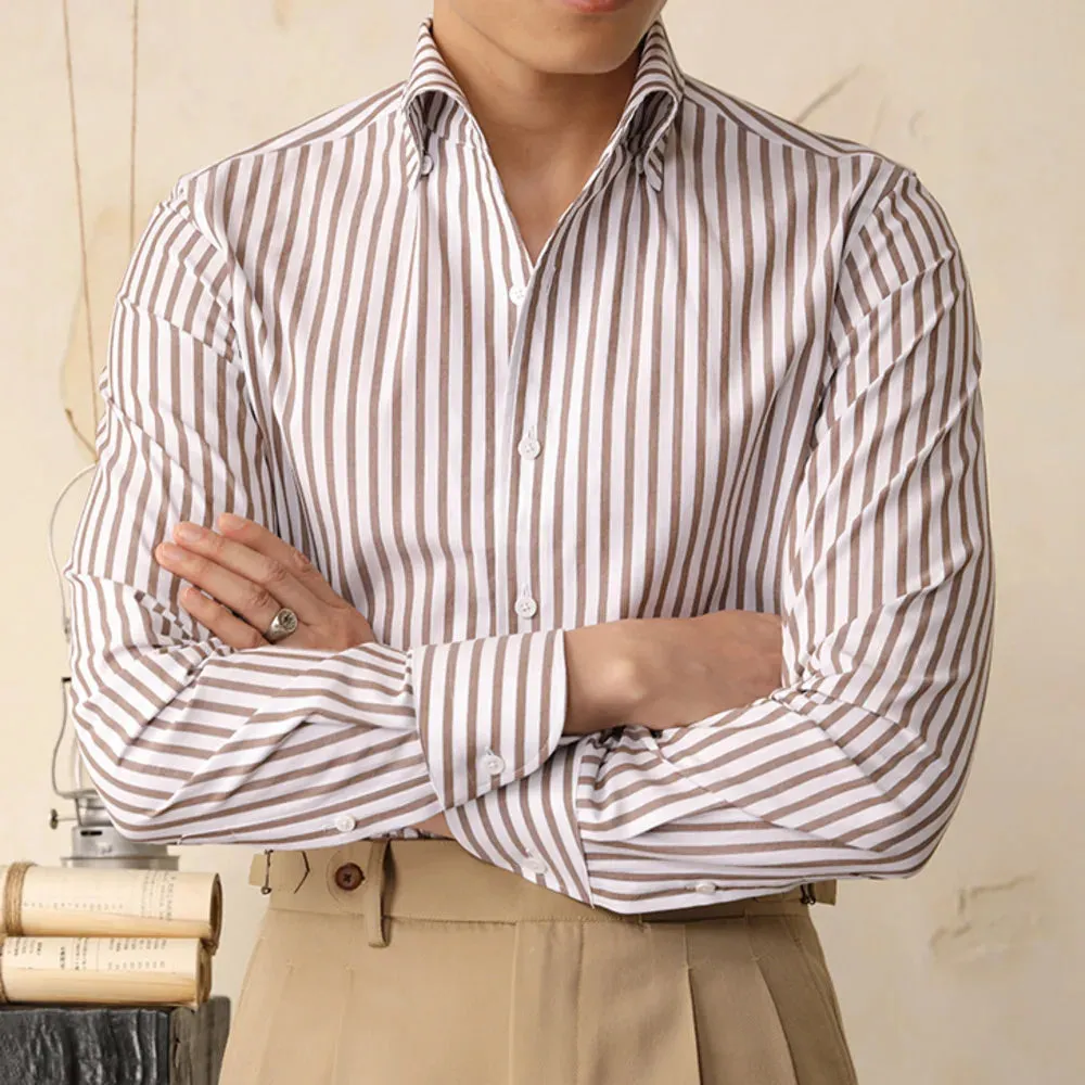 Cotton striped italian office shirt
