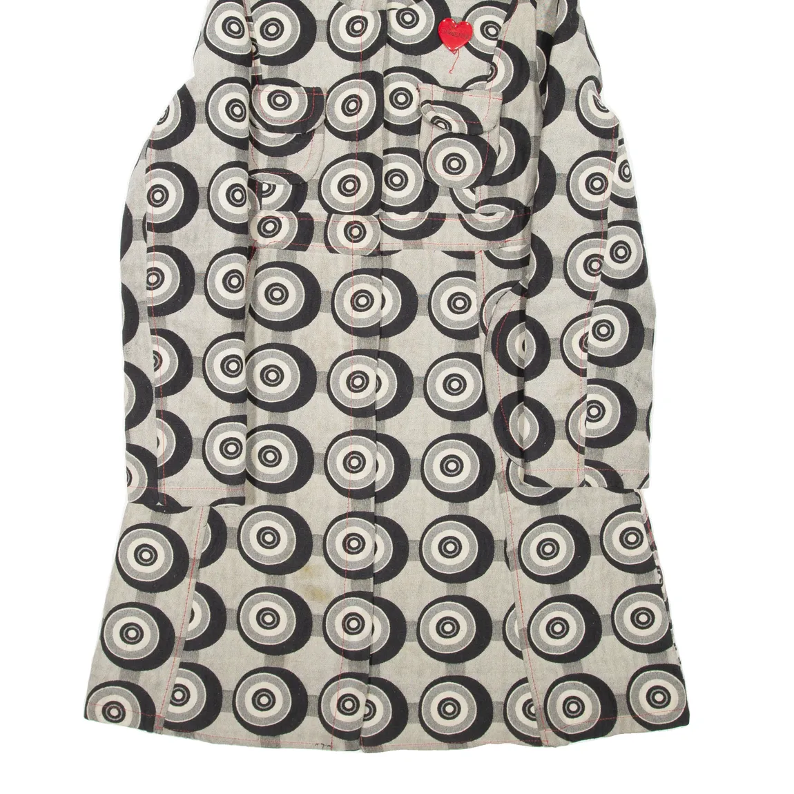 DESIGUAL Womens Overcoat Coat Grey Hooded Crazy Pattern L