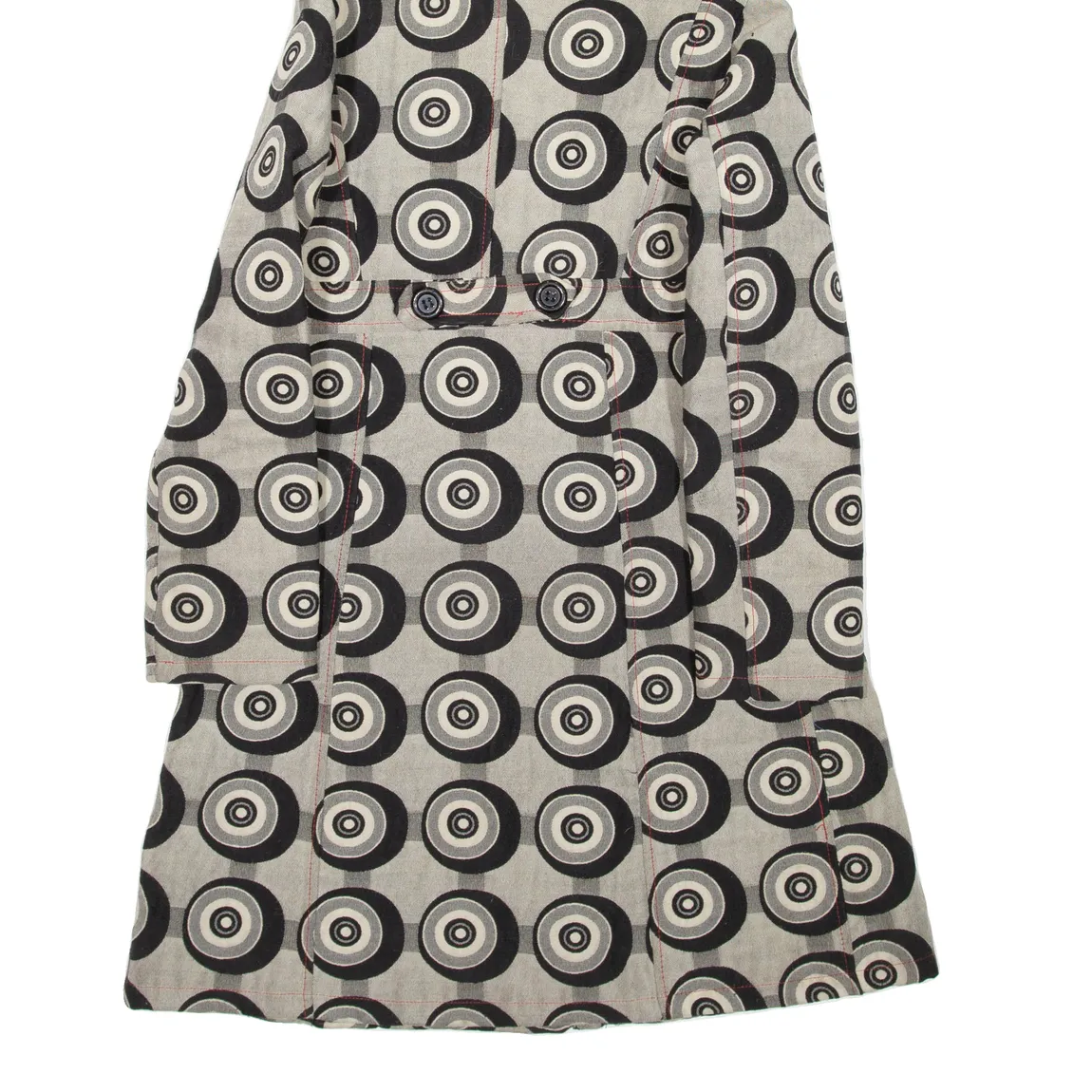 DESIGUAL Womens Overcoat Coat Grey Hooded Crazy Pattern L