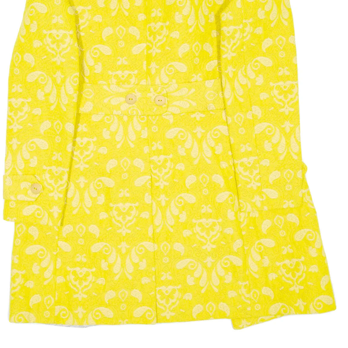 DESIGUAL Womens Overcoat Coat Yellow Floral L
