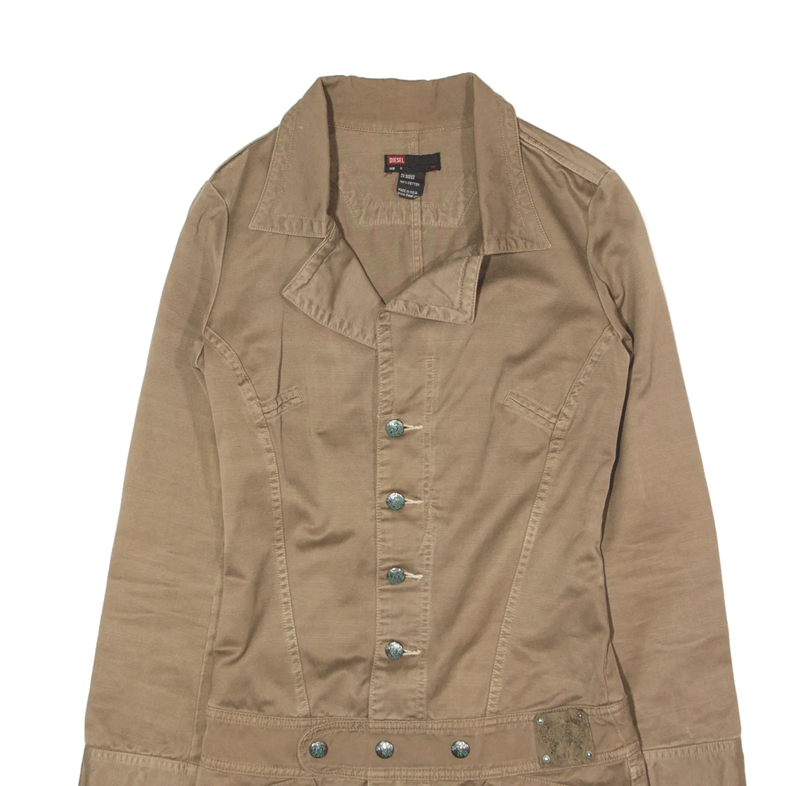 DIESEL Overcoat Denim Jacket Brown Womens S