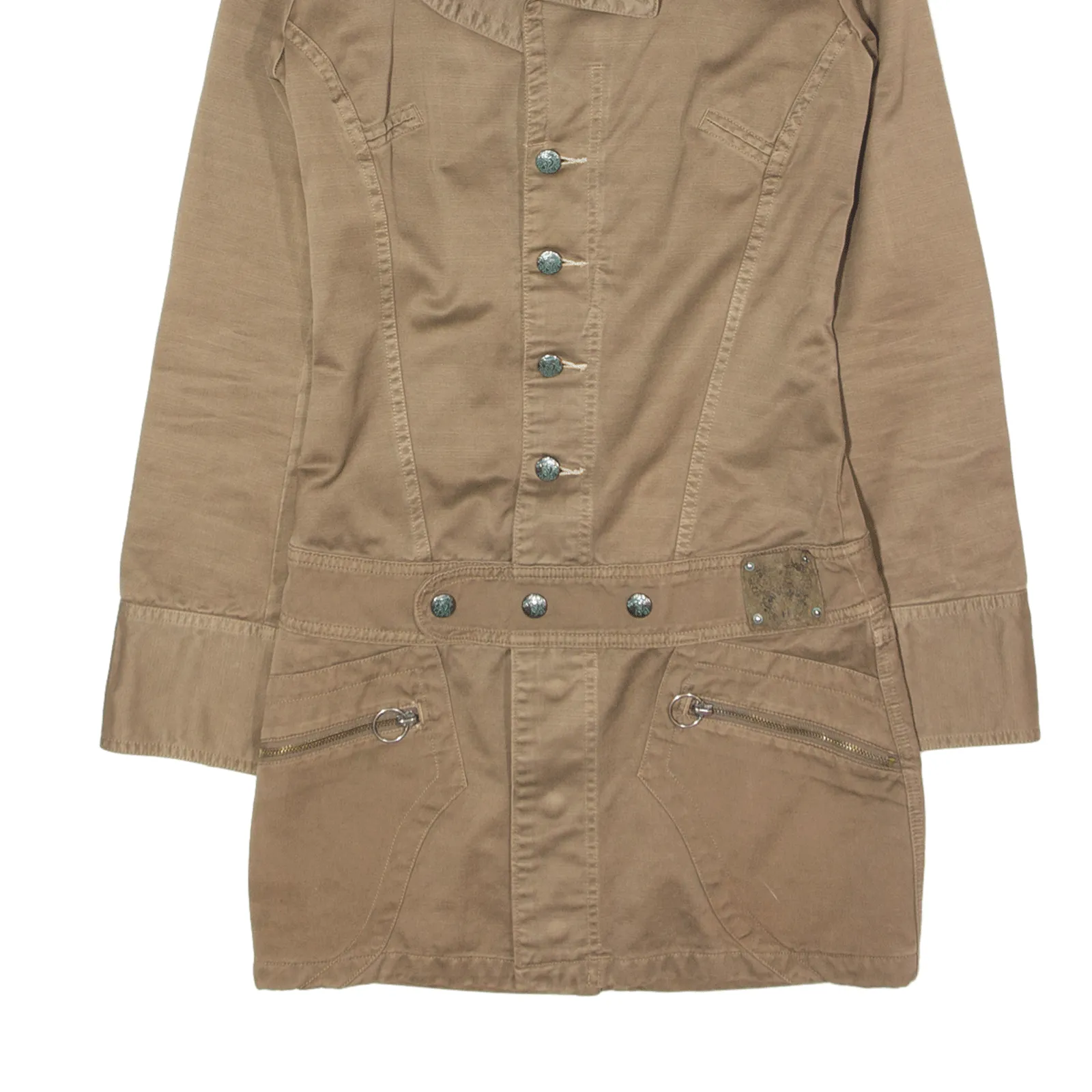 DIESEL Overcoat Denim Jacket Brown Womens S