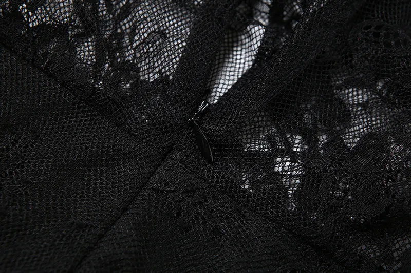 Elegant Sexy Lace See through off Shoulder Slim Dress