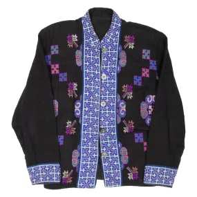 Embroidered Womens Overcoat Coat Black M