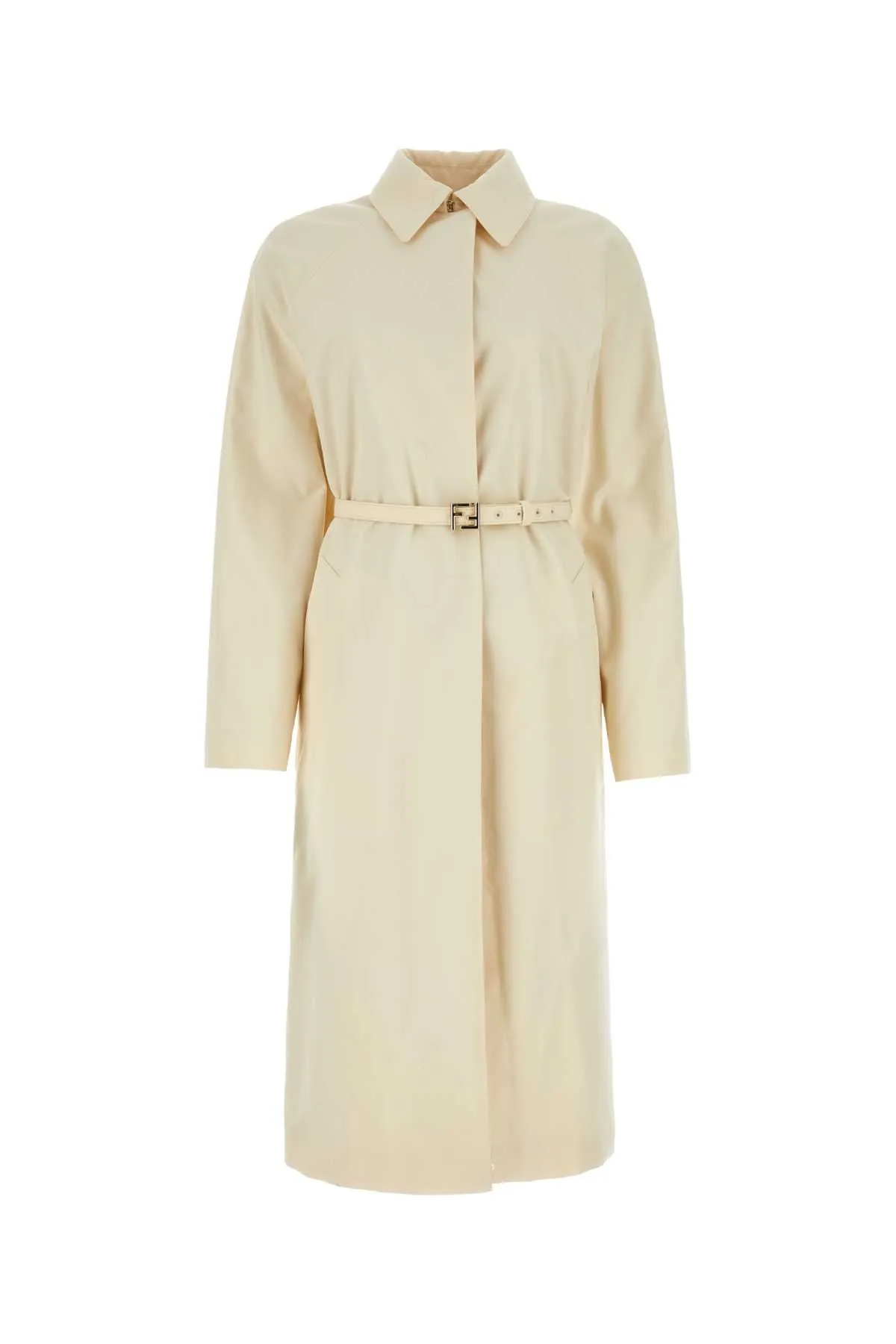 FENDI Ivory Polyester Blend Overcoat