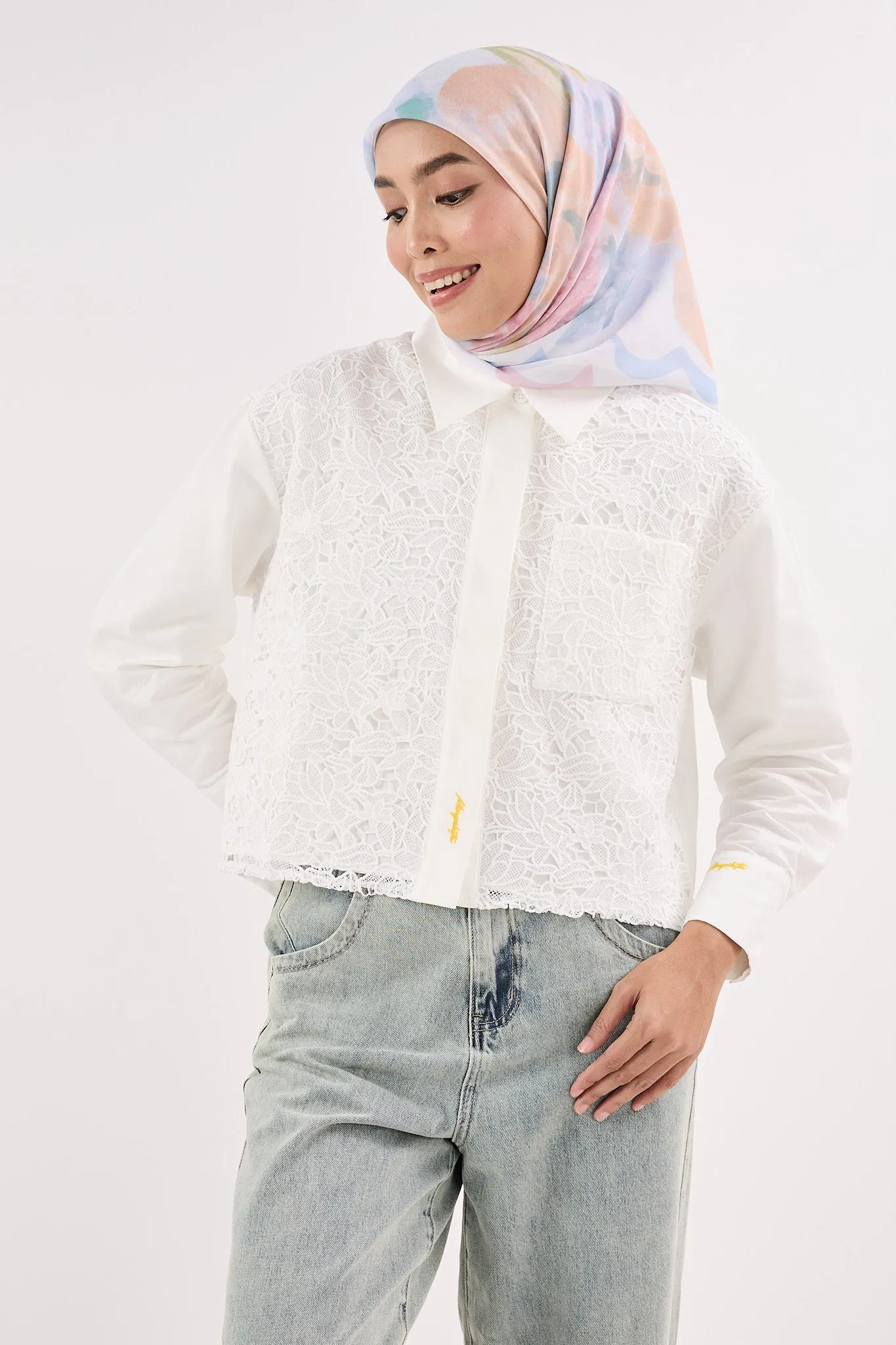 Fruity White Square Scarf