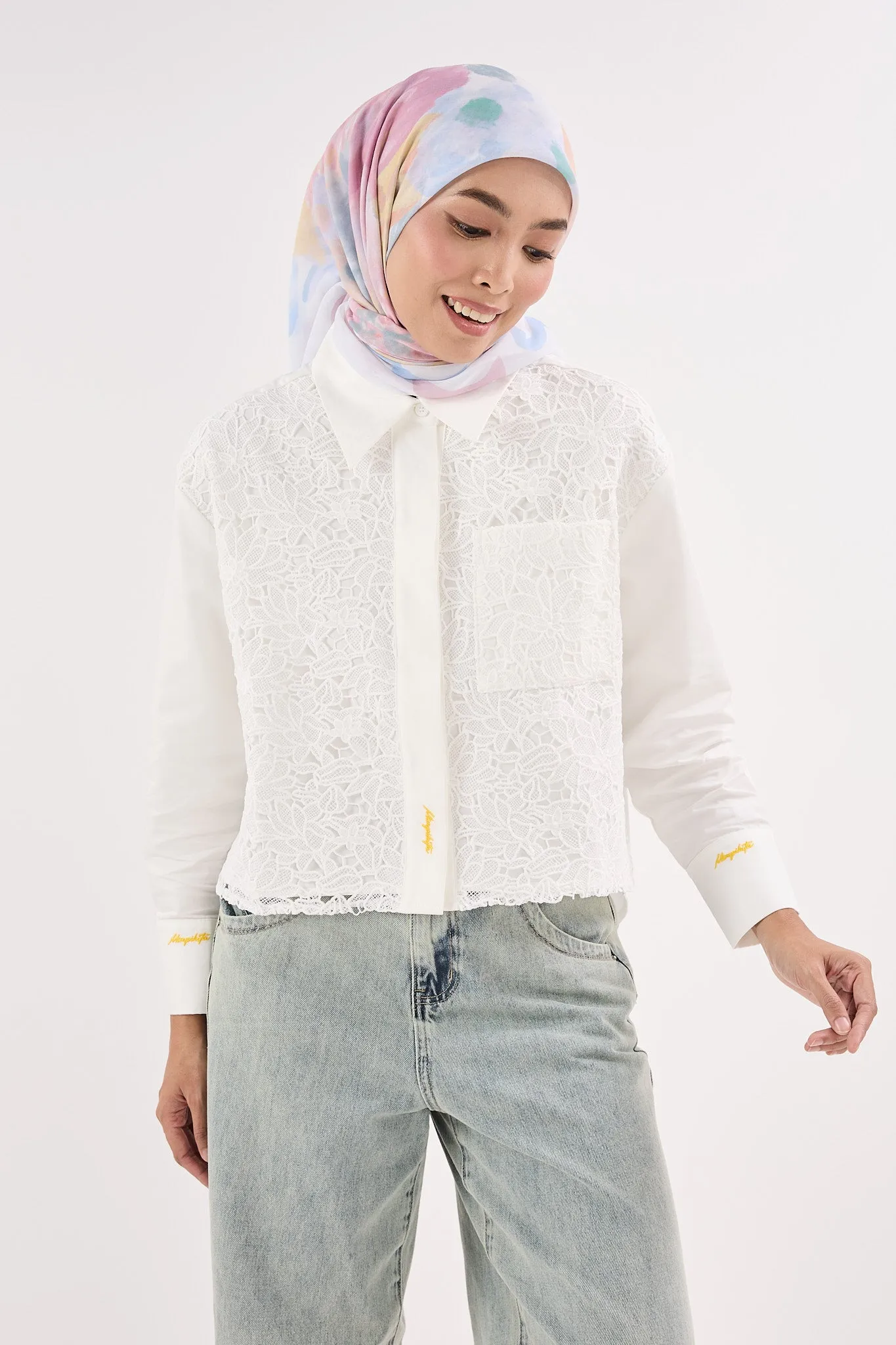 Fruity White Square Scarf
