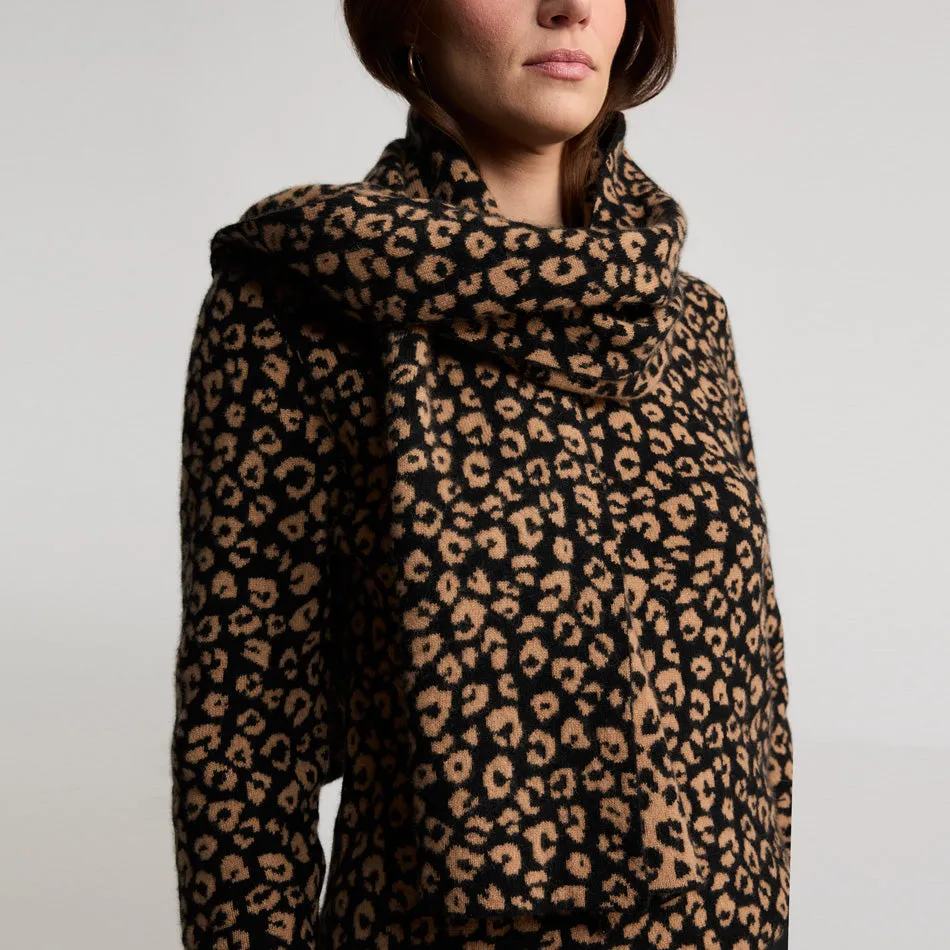 Georgia Large Knitted Reversible Cashmere Wrap - Leopard