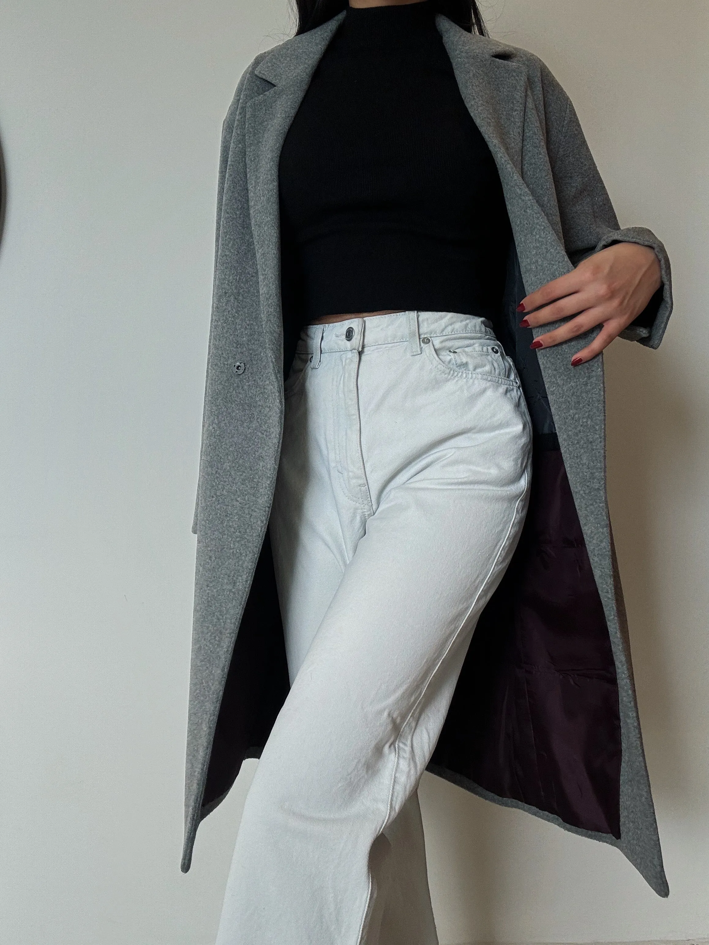 Gray Long Coat (50% Wool)