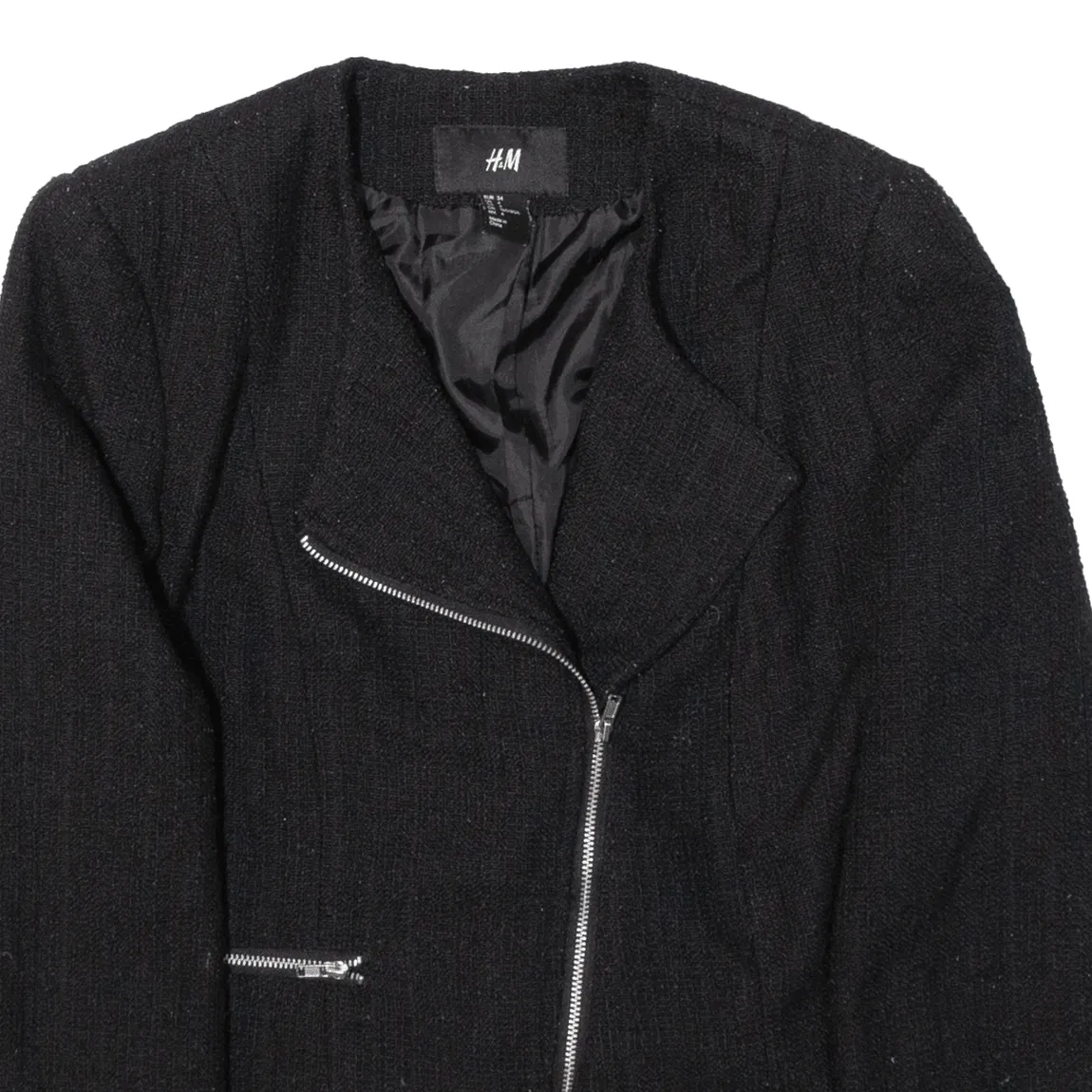H&M Womens Overcoat Jacket Black XS
