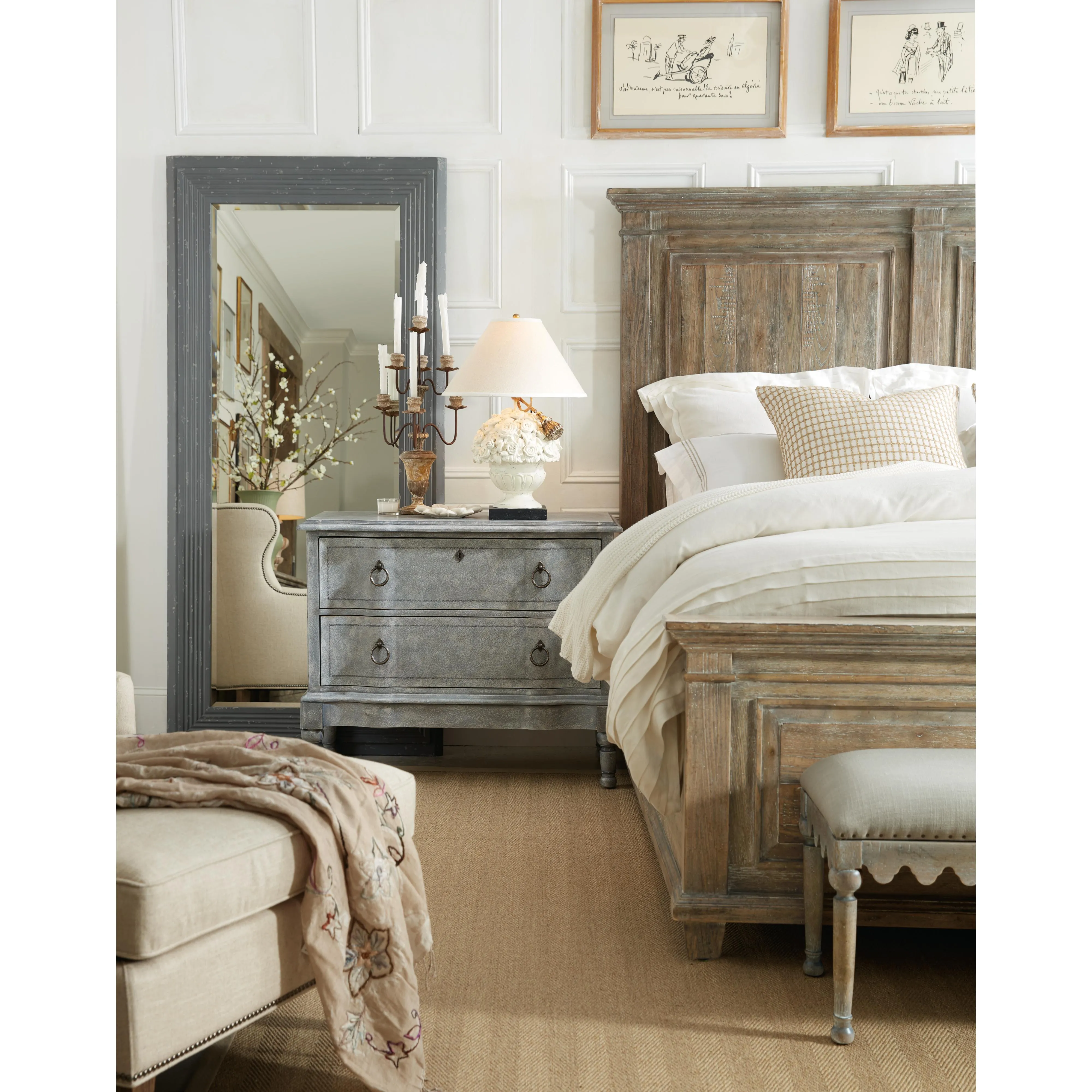 Hooker Furniture 5750-90250-MWD Boheme Laurier Queen Panel Bed