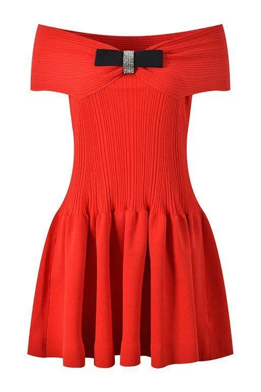 JULSIE Off of the Shoulder Flare Bodycon Dress