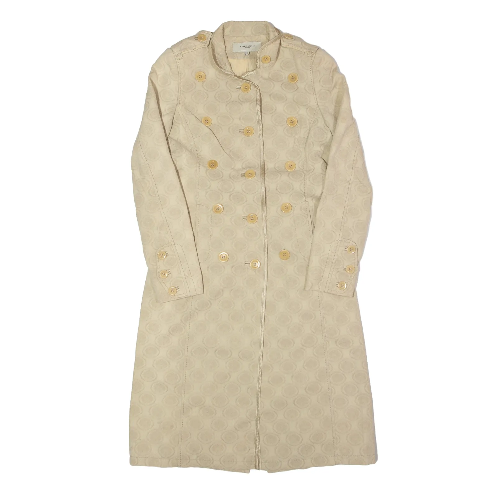 KAREN MILLEN Overcoat Jacket Beige Womens UK 8